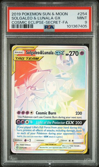 PSA 9 Solgaleo & Lunala GX Secret Cosmic Eclipse #254