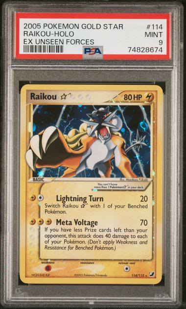 PSA 9 Raikou Gold Star Ex Unseen Forces #114