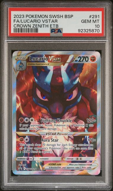 PSA 10 Lucario Vstar Crown Zenith ETB Promo #291 image 0