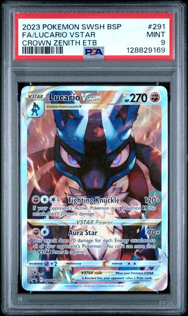 PSA 9 Lucario Vstar Crown Zenith ETB Promo #160