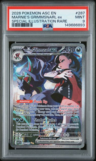 PSA 9 Marnie's Grimmsnarl ex Ascended Heroes #287