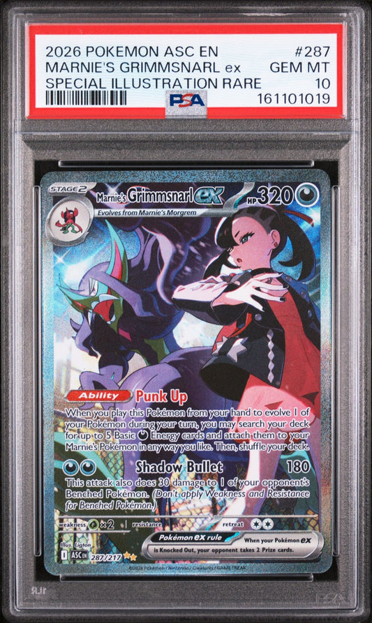 PSA 10 Marnie's Grimmsnarl ex Ascended Heroes #287