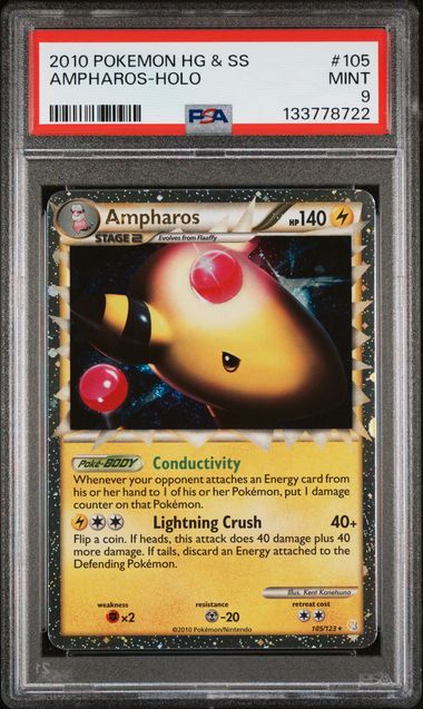 PSA 9 Ampharos Prime HeartGold & SoulSilver #105